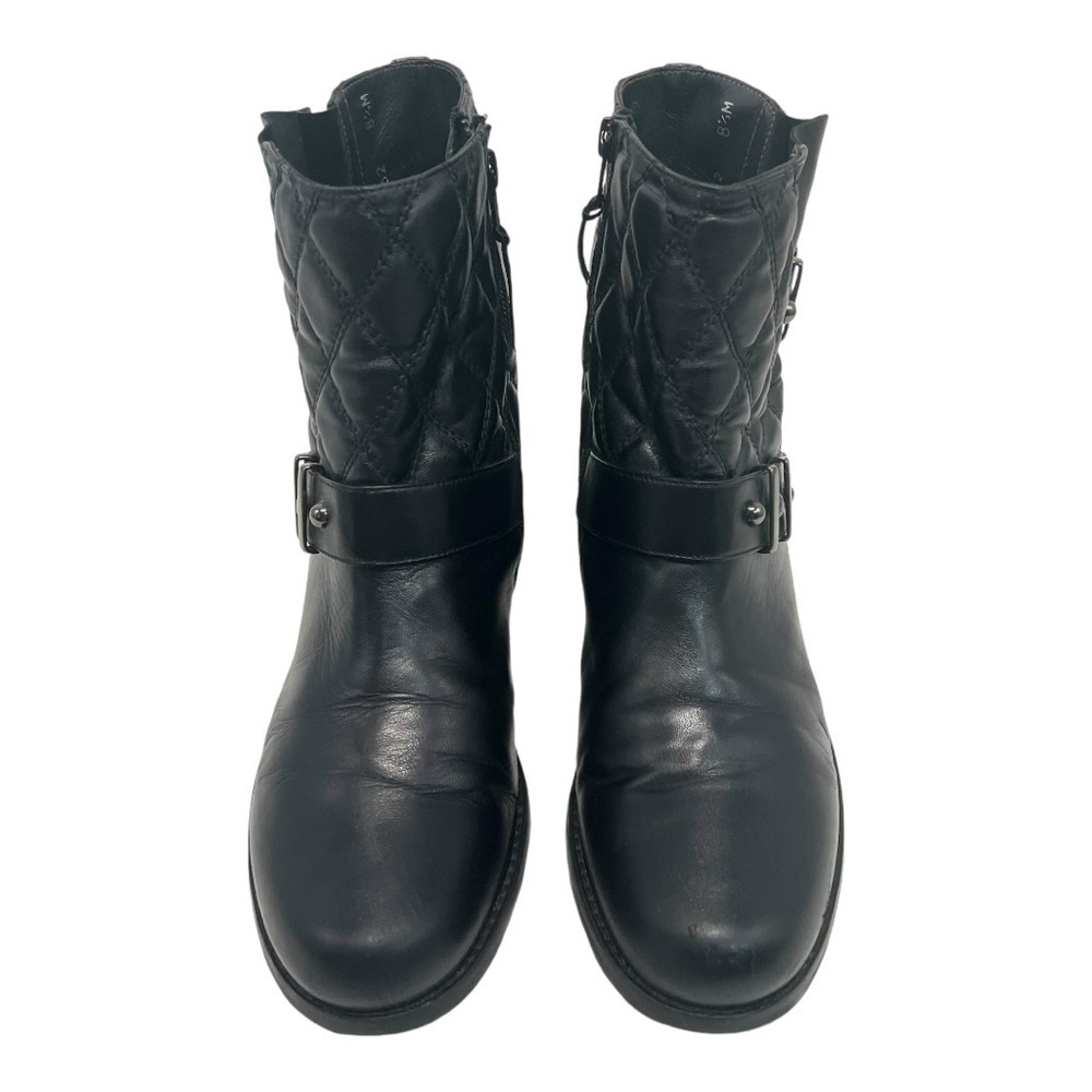 Stuart Weitzman Black Leather Quilted Biker Motorcycle Booties Women’s 8.5 - Picture 4 of 16